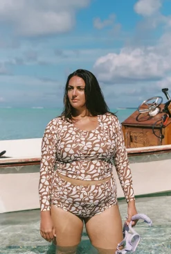 Poppler Rashguard Top - Lei-Brown