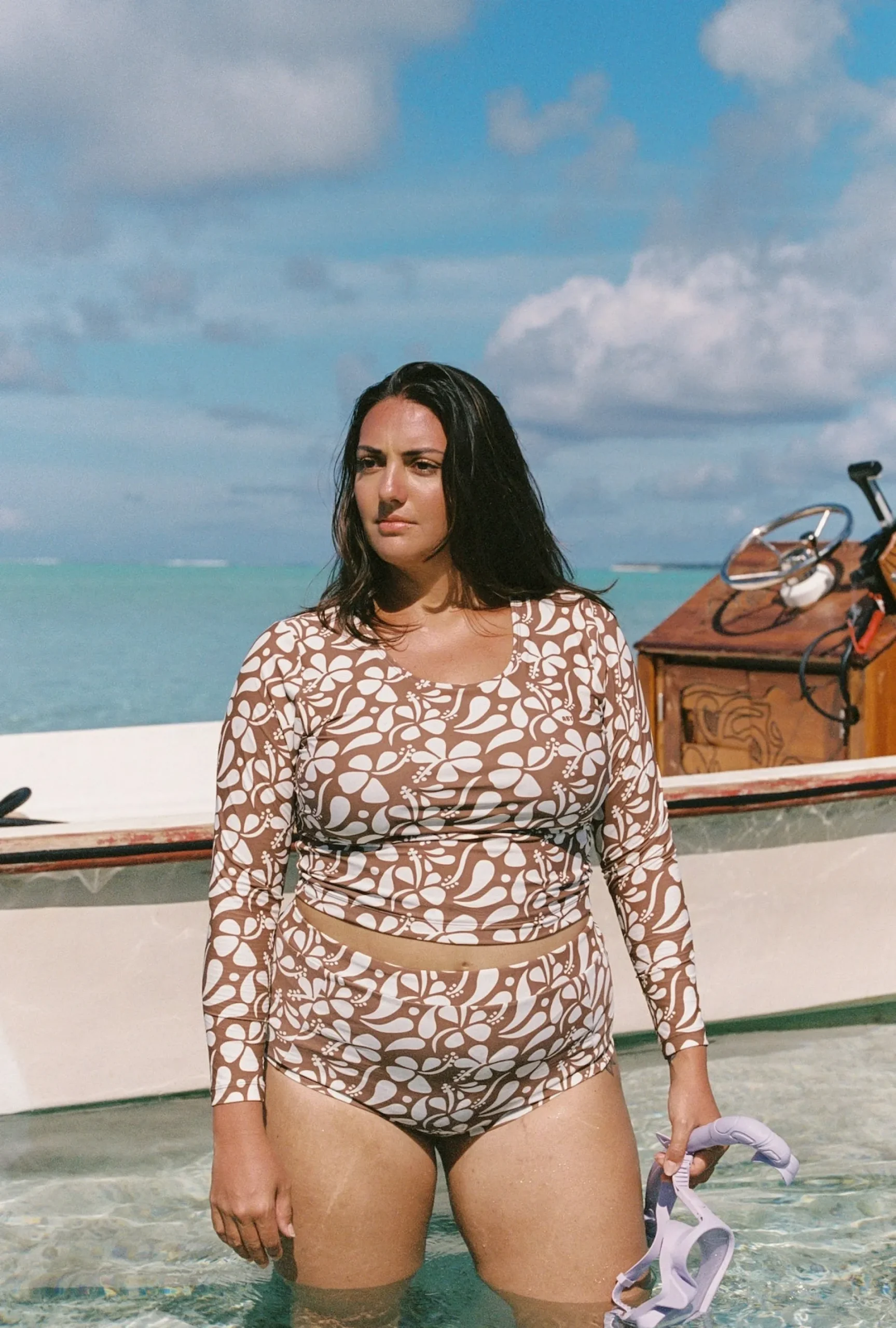 Poppler Rashguard Top - Lei-Brown